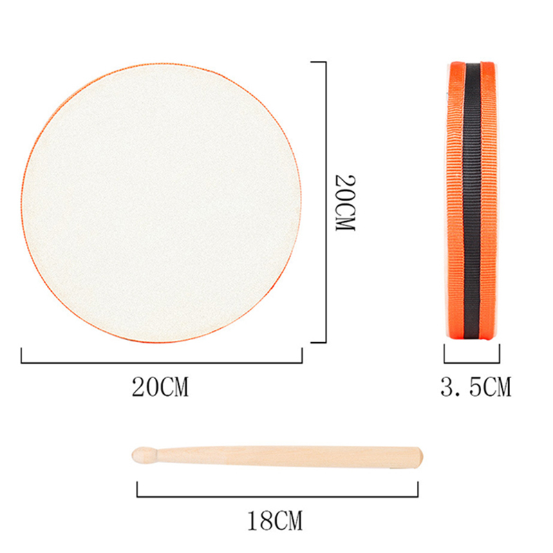 20*20CM Wood Hand Drum Dual Head with Drum Stick Percussion Musical Educational Toy Instrument KTV Party Kids Toddler