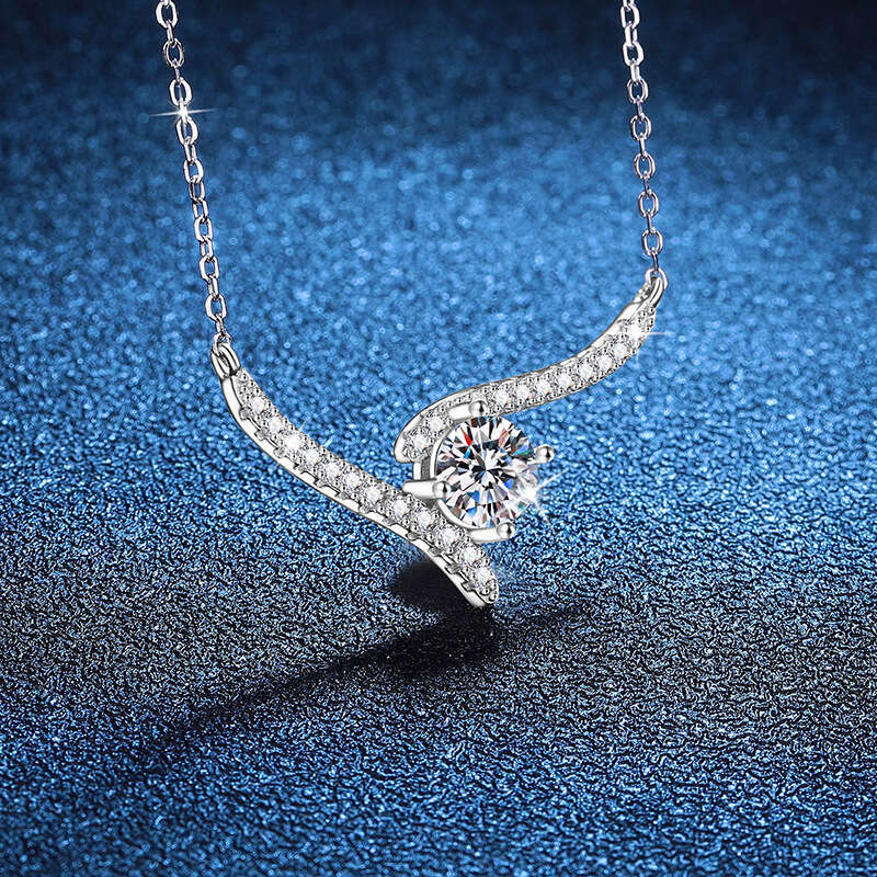 Sterling Sier Pendant Korean Style Angel Smile Clavicle Chain D Color Moissanite Necklace 18e
