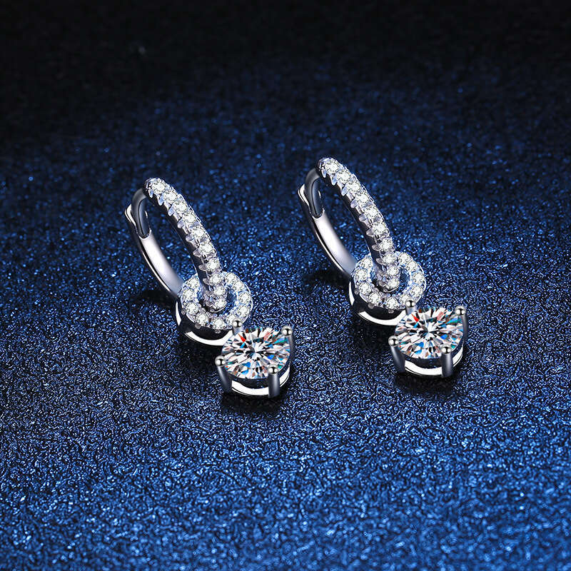 S Pure Sier One Pair Double Wear Stud Korean Style Full Dia 50 Points Moissanite Earrings for Women 27e