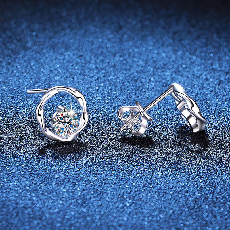 S Pure Sier Moebius Simple D Color 1 Carat Moissanite Earrings for Women 937