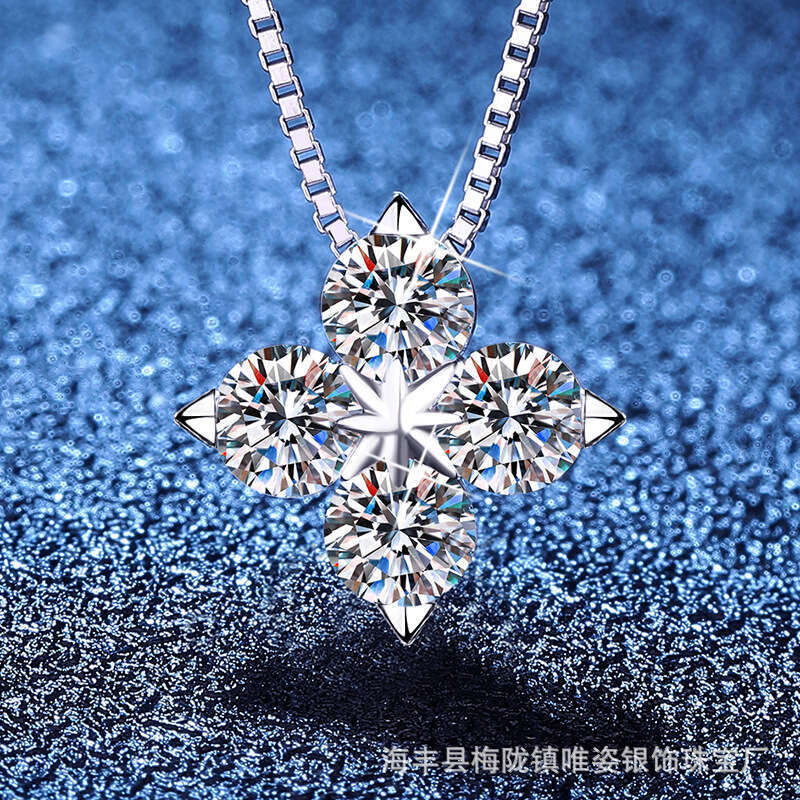 D Color Moissanite S Sier Necklace Women Lucky Four-leaf Clover Clavicle Chain Ins Style High-end Feel fcb