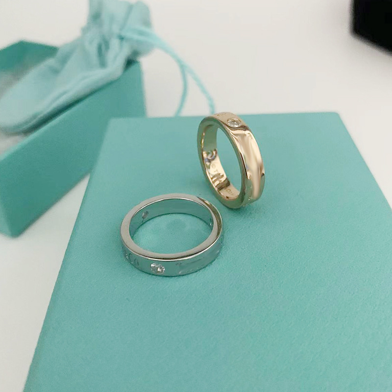 High version Silver rings three Diamond Designer rings Couple Gift Valentine's Day Elegant All match Stainless Band rings Designer jewelry for wedding Plus Size