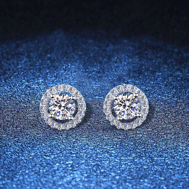 S Sier for Women Classic Simple Round Moissanite Earrings Exquisite Craftsmanship Quality 015