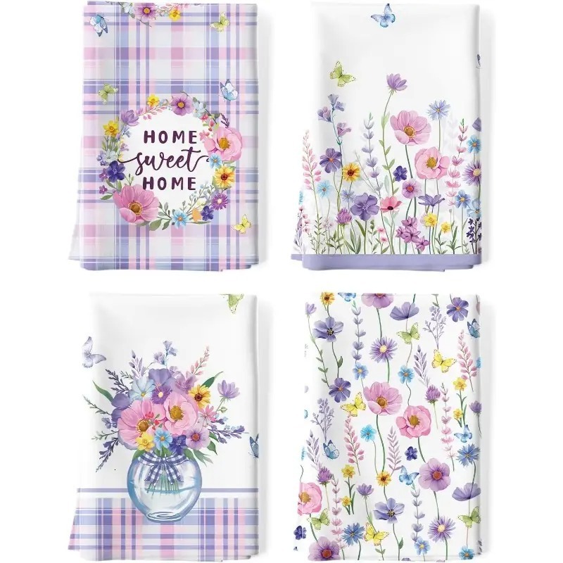 New Dish Towel Spring Summer Floral Print Hot-Selling Kitchen Cloth Scouring Pad ddmythur