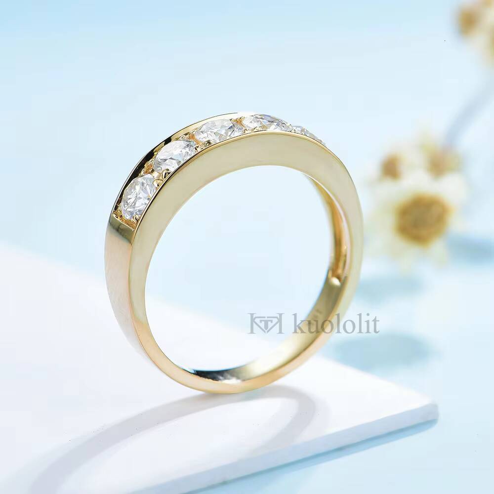 Natural Moissanite 18K 14K 10K Yellow Gold Rings for Women Solitaire Jewelry for Wedding Engagement Round Cut Moissanite