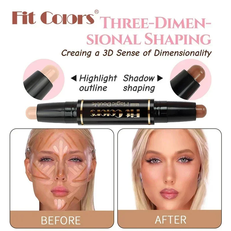 Double-ended Dual-purpose High-light Trimming Stick Three-dimensional Contour Nose Shadow Facial Shape Pencil Face Makeup Stick 250717