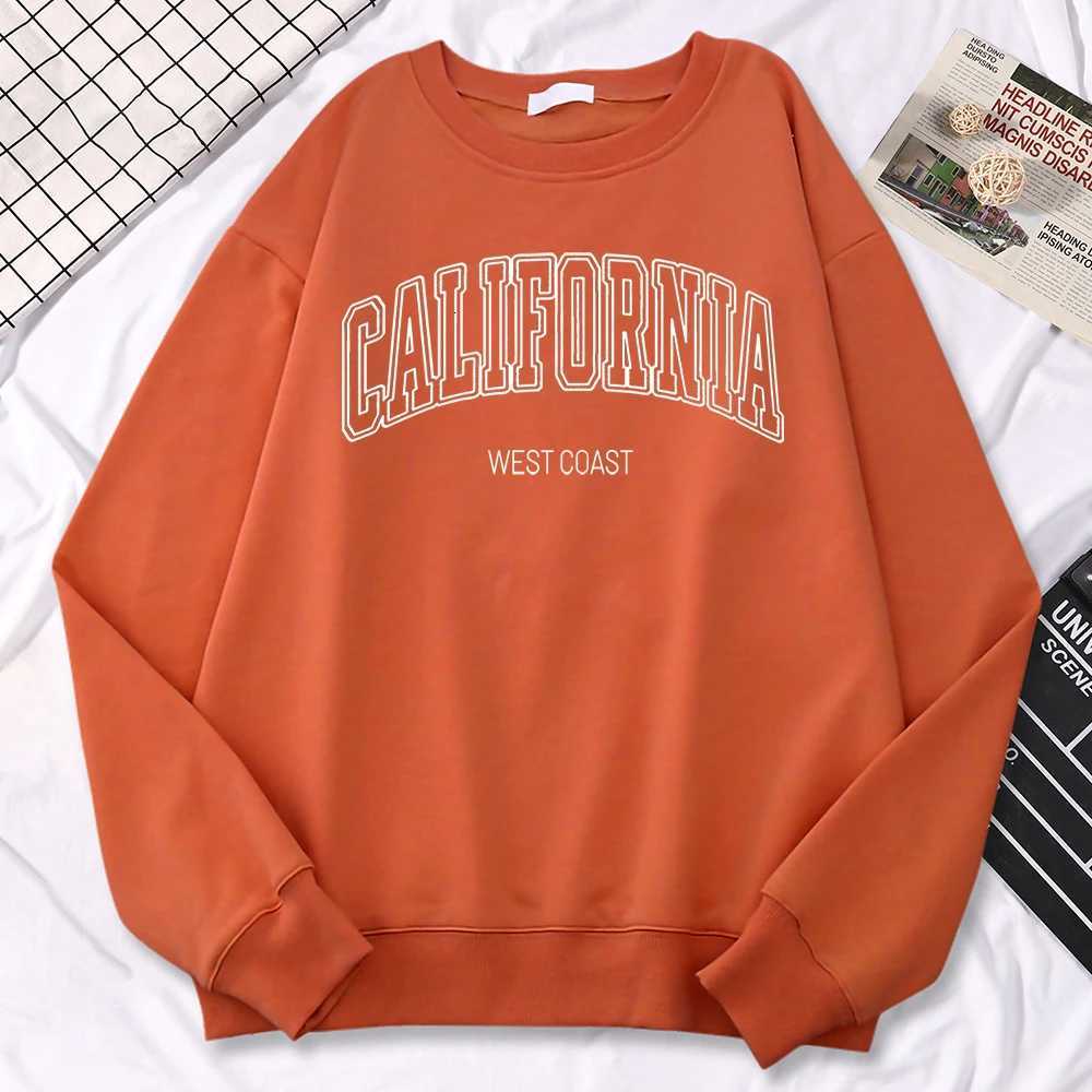 Winter Fashion WomenS Sweatshirts California West Print Hooded Crewneck All-Math Pullovers Loose Warm Female Streetwear Z250719