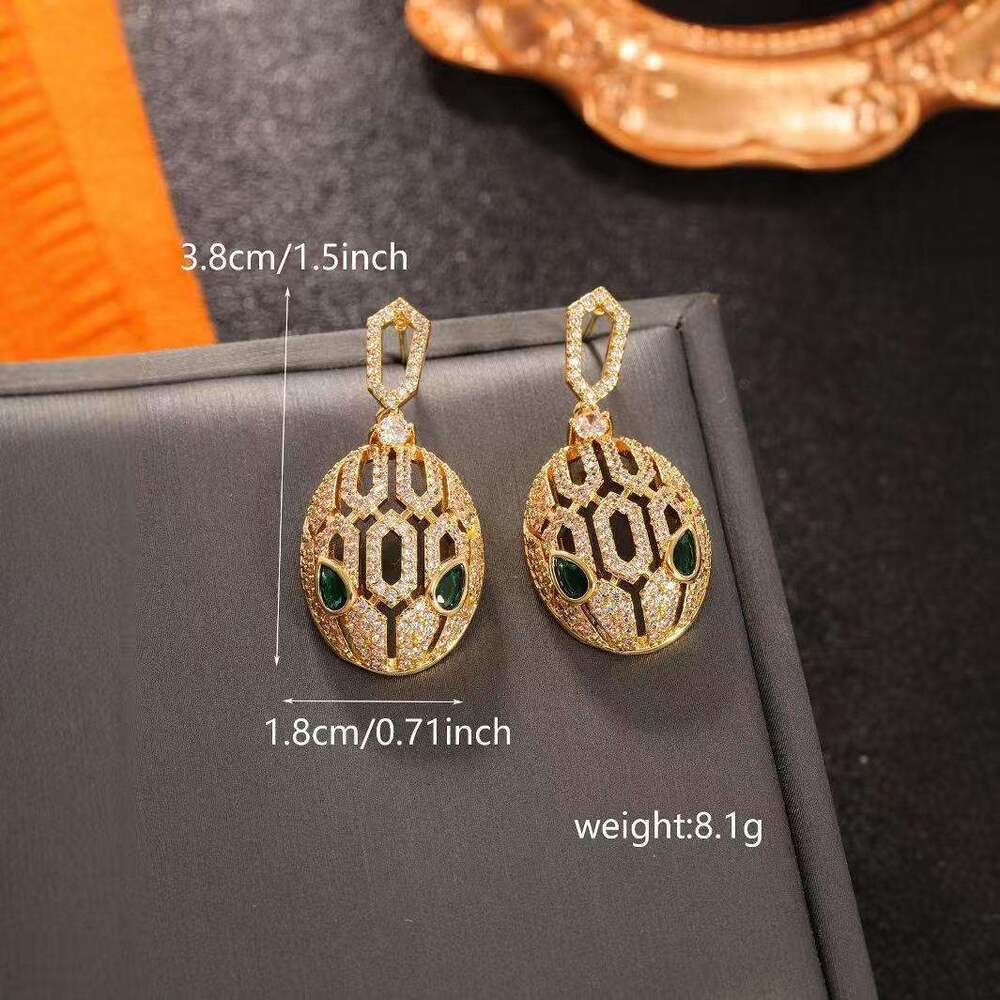 New Creative Personality High-end Design Copper Inlaid Zircon Snake Series Earrings Exquisite Light Temperament Simple Women