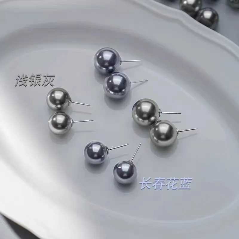 8/10/12/14MM Simple Exquisite Gray Pearl Stud Earrings for Women Girls Minimalist Jewelry Gifts XJ250718