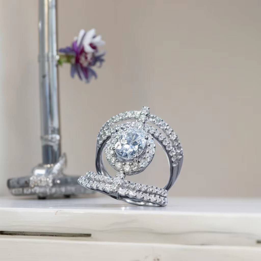 High Quality Wholesale Zircon Eternity Band 925 Sterling Silver Ring Moissanite Engagement Ring Moissanite Jewelry for Women