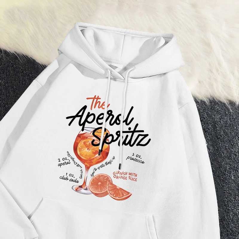 Winter Womans Hoodie The Aperol Spritz Retro Cocktail Sweatshirt Loose Pocket Warm Fleece Pullover Kawaii Sportswear Z250719