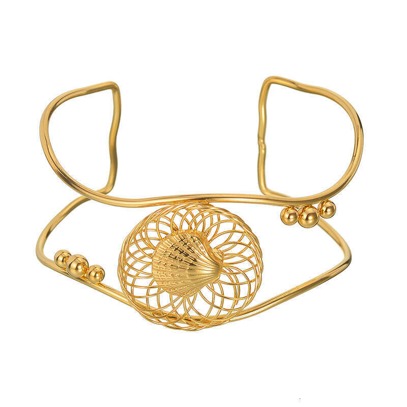 Trendy Design Woven Spiral Mesh Shell Exaggerated Personality Women's Wide Slimming Bracelet