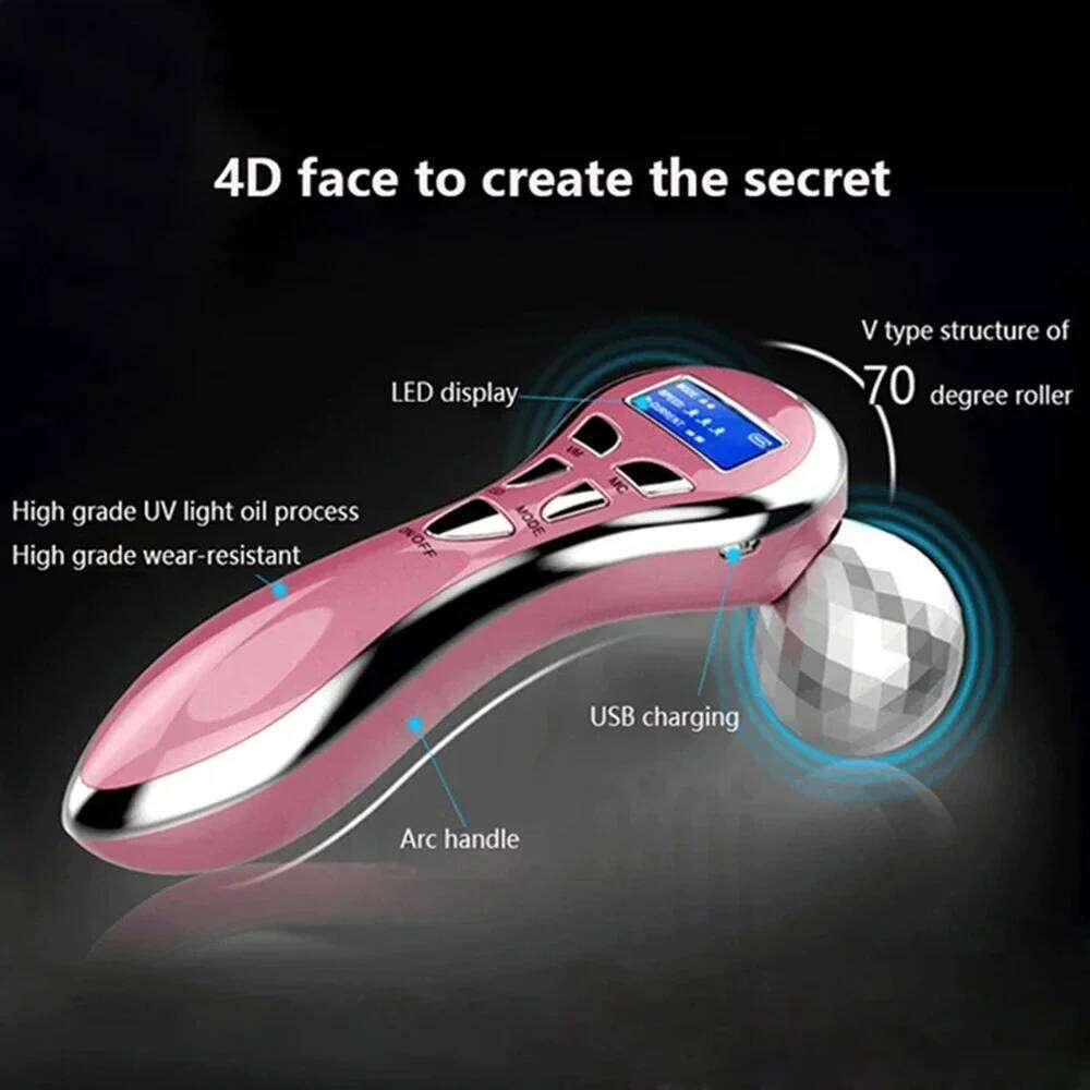 4D Face Massager Roller Microcurrent Vibration Facial V Lifting Massage Devices Beauty Skin Care Tool For Neck Eye Body