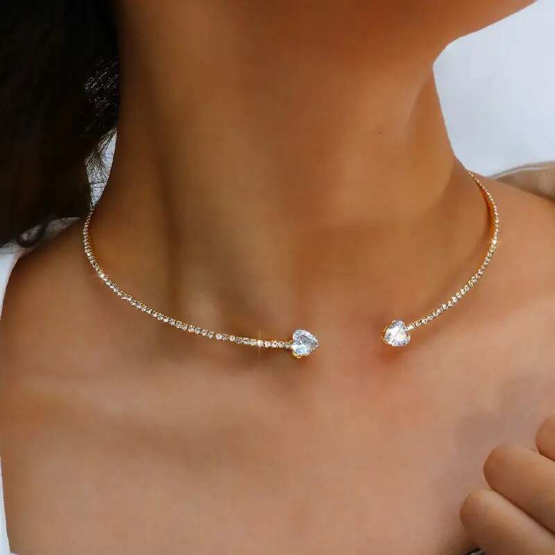 Light High-End D Color Moissanite Sier Niche Temperament Open Heart Choker