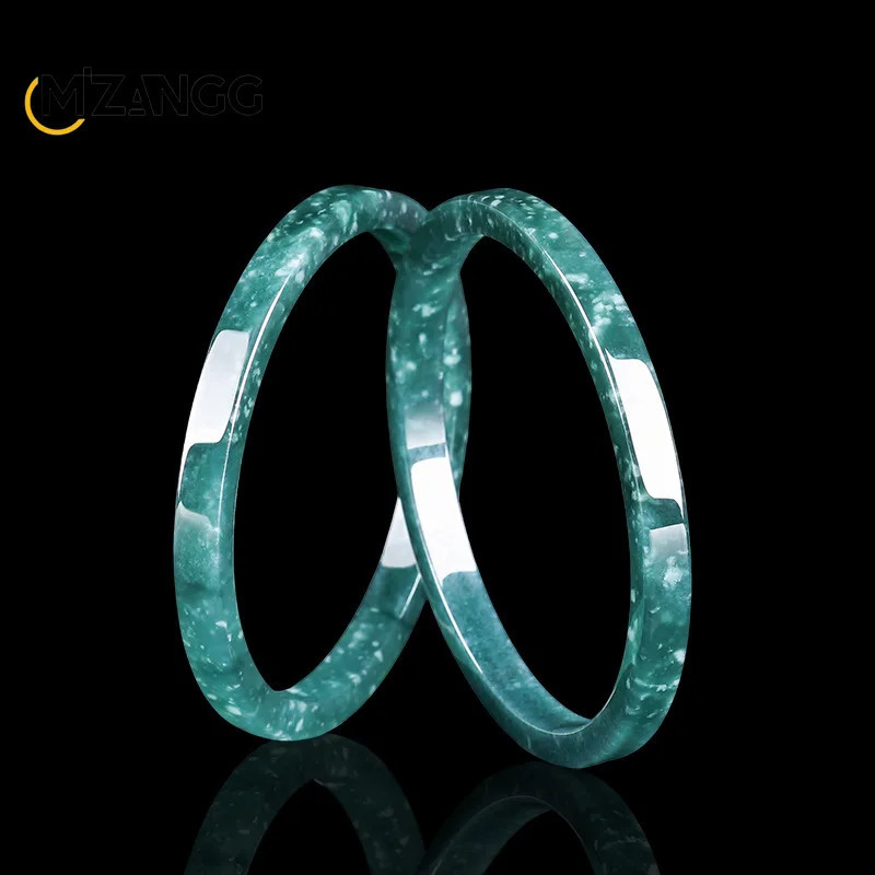 Natural Jadeite Blue Water Square Bangles Beautifully Carved Icy Jade Bracelet Personalized Fashion Men and Women Jewelry Gift 250716
