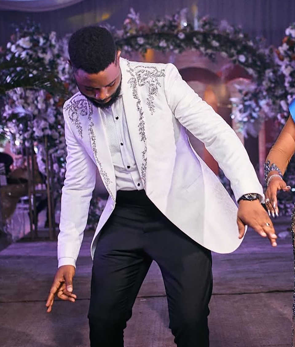 Beads Stoned Suits Men Formal Wedding Party Blazers 2 Pieces Set Groom Tuxedos (Jacket Pants) Clothing Customized