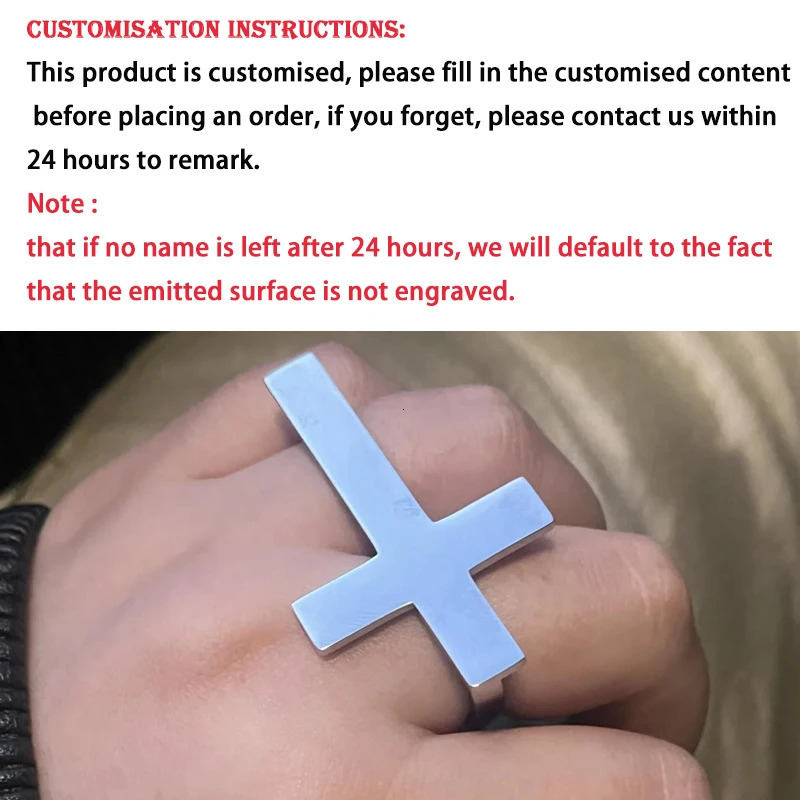Custom Cross Ring Engraving Name Men Stainless Steel Two Fingers Knuckle Jewelry Women Personalized Gift for Boyfriend 250716