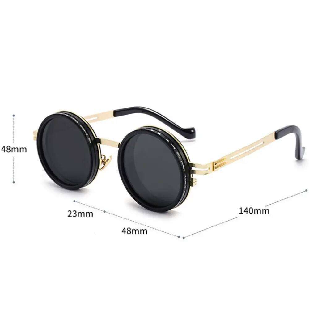 KLASSNUM 9-level Adjustable Dimming Glasses Punk Round Fishing Driving Sunglasses UV-Anti Polarized Men ND Filter Eyewear