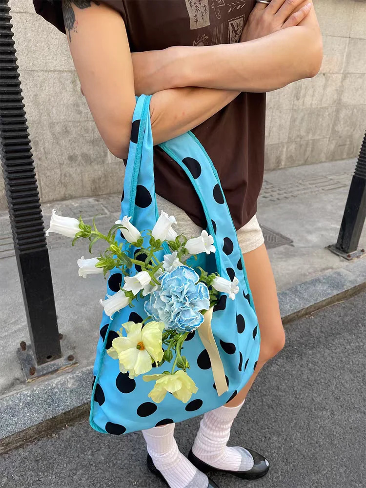 Polka Dot Shoulder Bag Front and Back Multi Back Tote Large Capacity Underarm Bags 250715