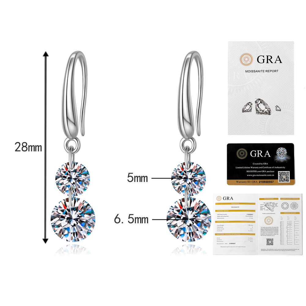 3 Carat Moissanite S Sterling Sier Stud French Tassel Fashion Light Earrings fad
