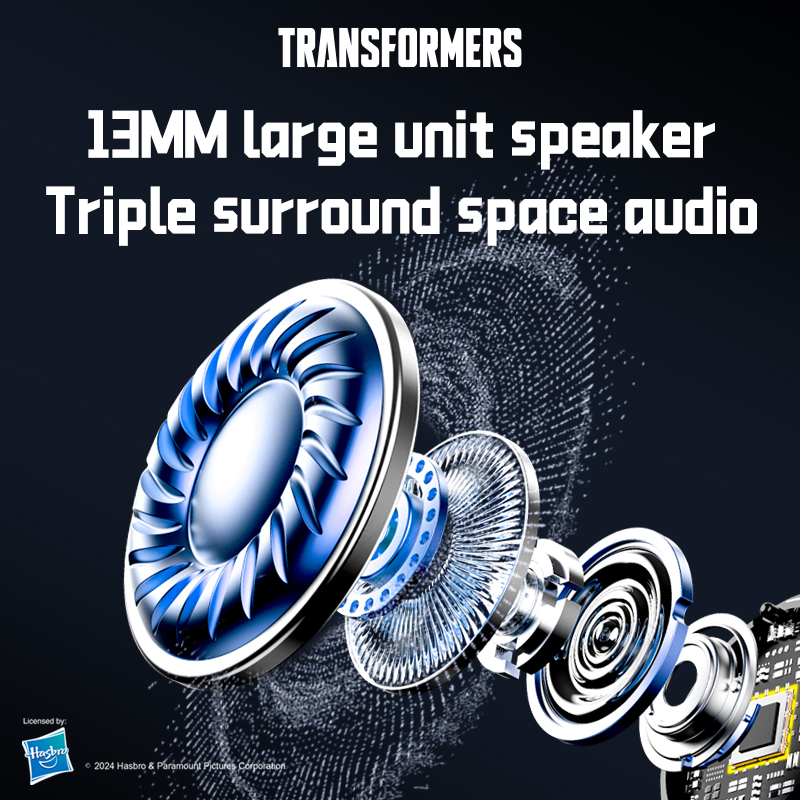 Transformers RGB Headphones fashion design TWS Bluetooth 5.4 Headset Long Endurance TF-T22 Low Latency Gaming Battery Display HIFI stereo Music Earbud