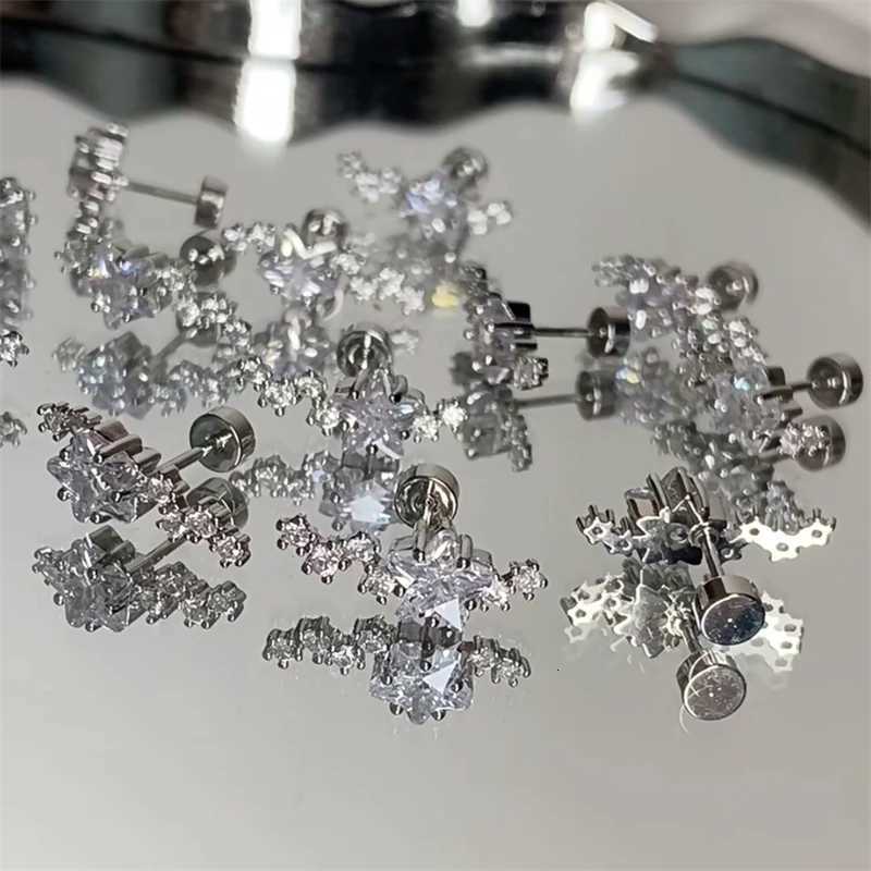 1pcs Quality Shiny Zircon Arc Shaped Cochlear Ear Bone Nail 316L Stainless Steel Earring for Women Waterproof Hypoallergenic XJ250718