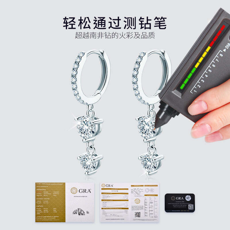 Ins Style Long Tassel Moissanite Earrings for Women High-end Pure Sier Jewelry