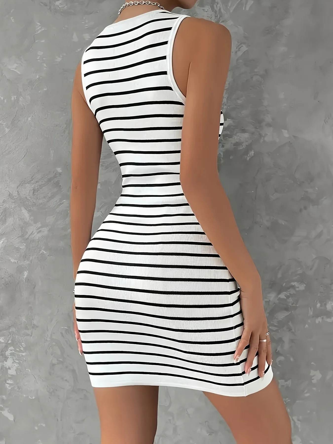 Fashion womens zipper waist knitted hip dress short sleeved slim fit 250717