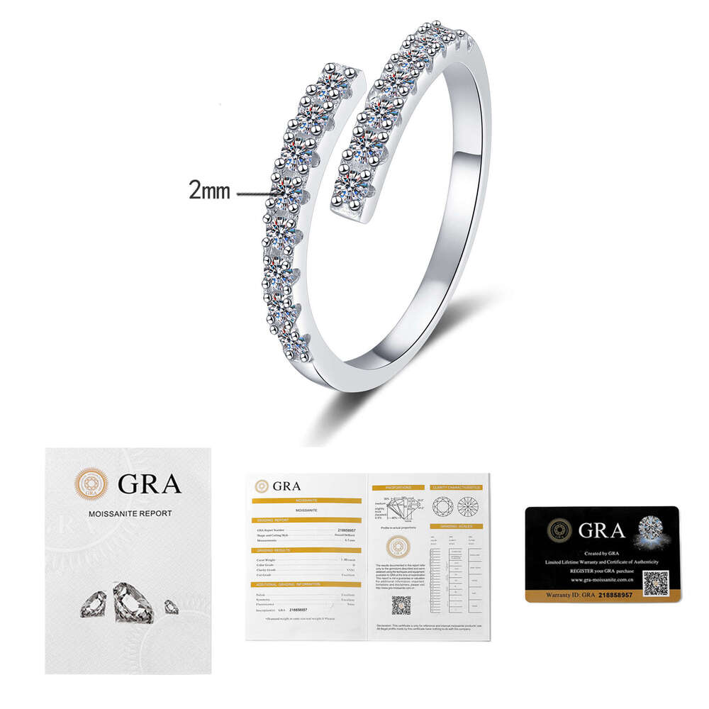 TikTok Fashionable Personality Simple Inlaid Diamond Women's Moissanite Ring Open 906