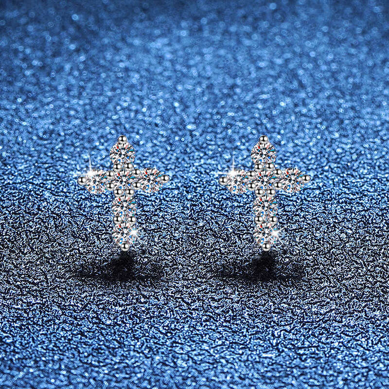 S Pure Sier Simple Korean Style Cross D Color 36 Points Moissanite Earrings for Women ad8
