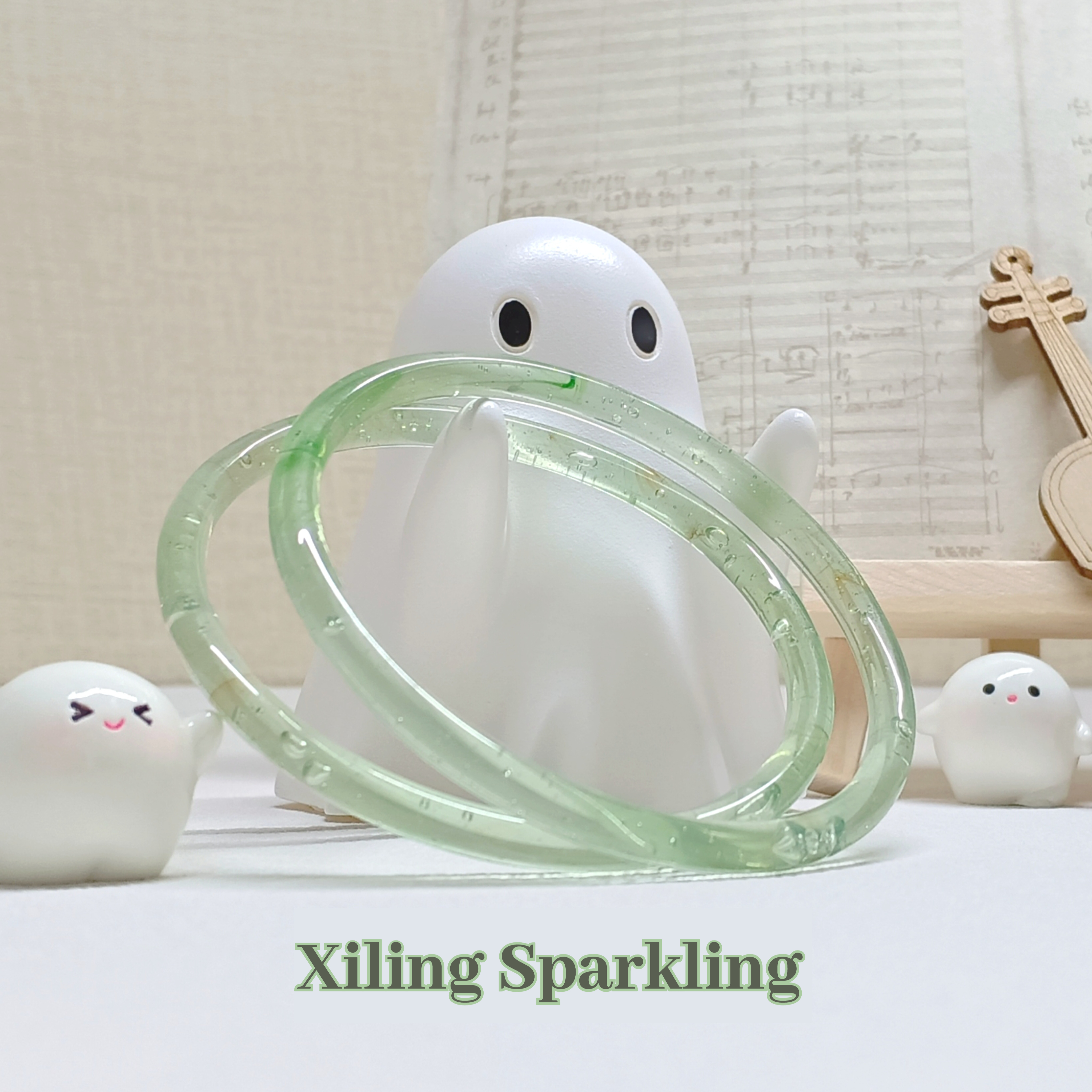 Xiling "Jingle Bells & Jade Water" Artistic Glazed Glass Earrings/Pendant - Original Design Jewelry