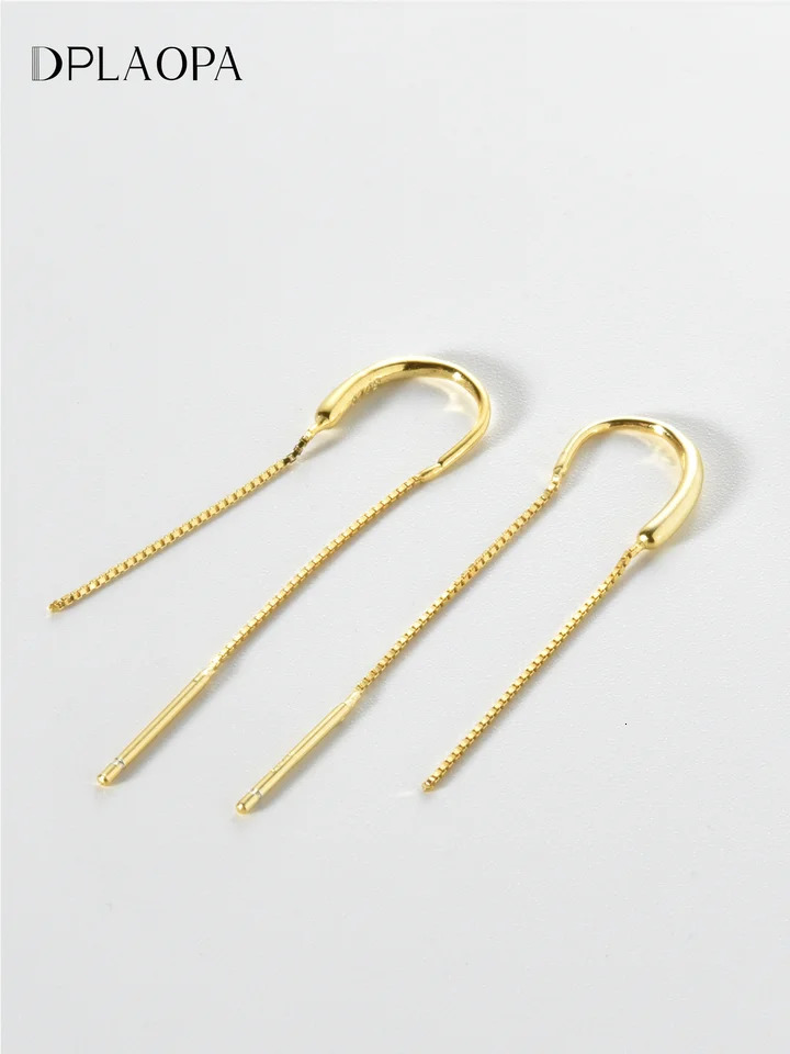 DPLAOPA 925 Sterling Silver Long Chain Drop Earring Fine Simple Delicate Party Birthday Gift Jewelry For Women 250715