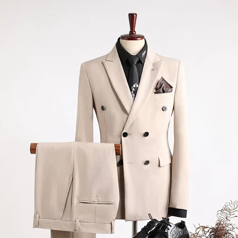 Tailor-made Suits for Men 2 Pieces Suits Man Blazer Jacket and Pants Double Breasted Business Casual Fashion Korean Clothing 250715