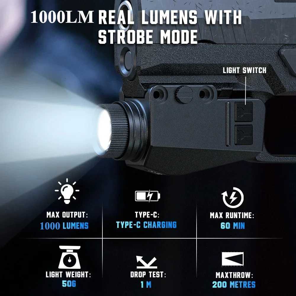1000LM Powerful Tactical Weapon Gun Light Combo Red/Green/Blue/Purple 5mw Dot Sight D Flashlight For Outdoor Shooting XJ250718
