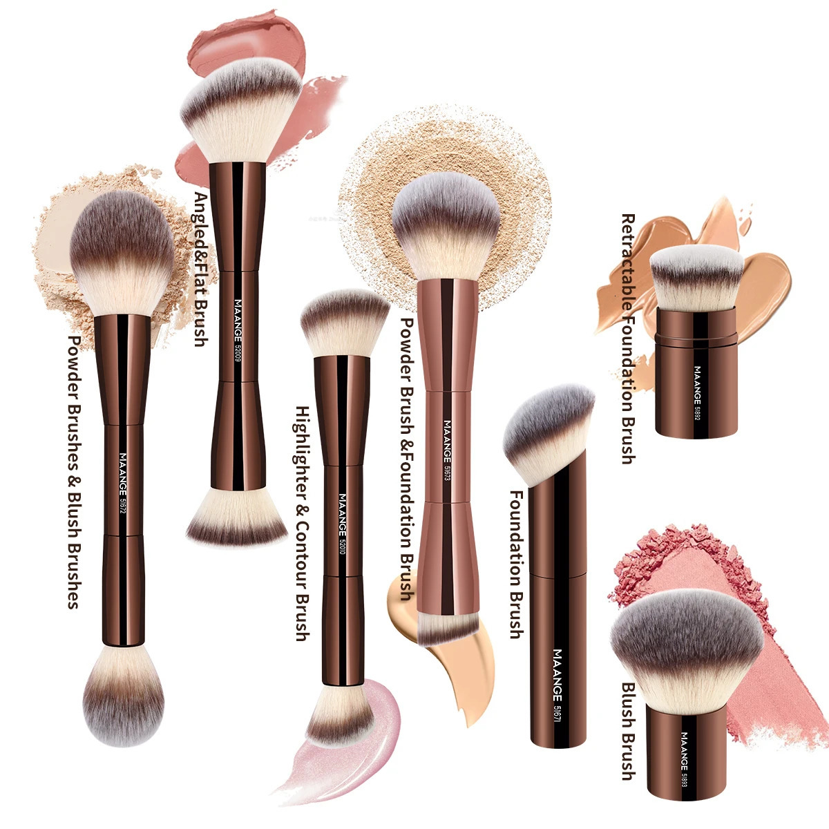 MAANGE Makeup Brushes Double Head Foundation Powder Concealer Blusher Bronzer Brush Soft Fiber Hair Cosmetic Beauty Tools 250714
