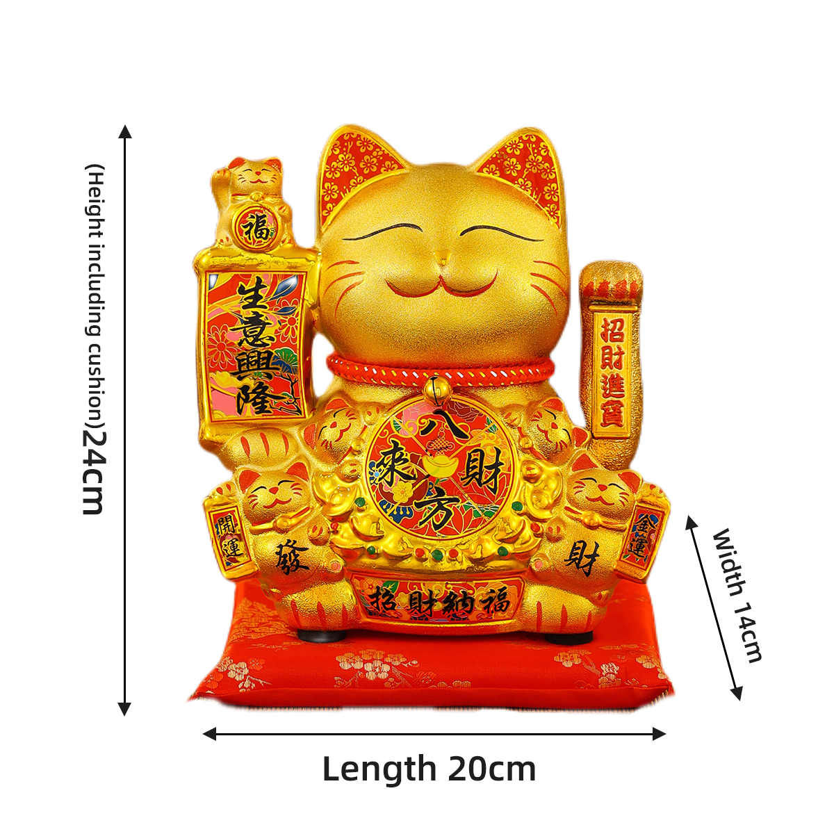 Gold Plated Ceramic Lucky Cat Statuette with Shaking Hands Mechanism Ideal Home Decoration & Fengshui Gift Enhanced Interior Design Aesthetics
