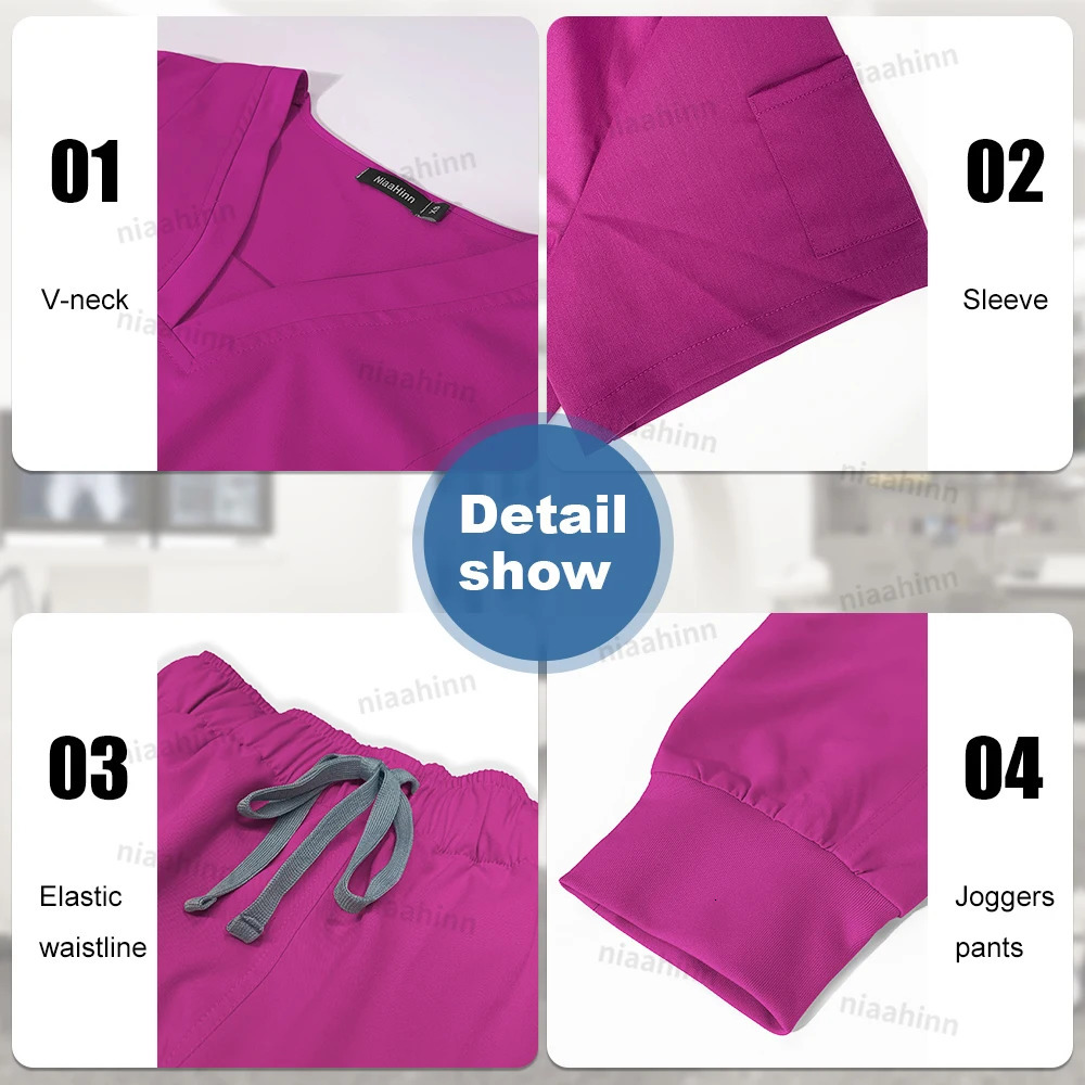 Niaahinn Scrub Hospital Uniform Top Pants Nurse Uniform High Fashion Uniforms Nursing Scrubs Set Sell Gowns 250715