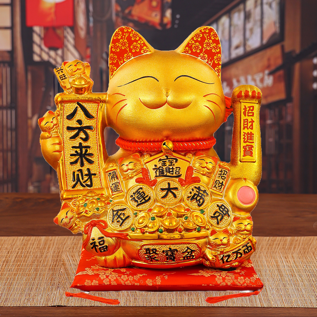 Ceramic Animated Cat Sculpture - Home Decor & Wealth Symbol Ornamentation for Modern Dwellings
