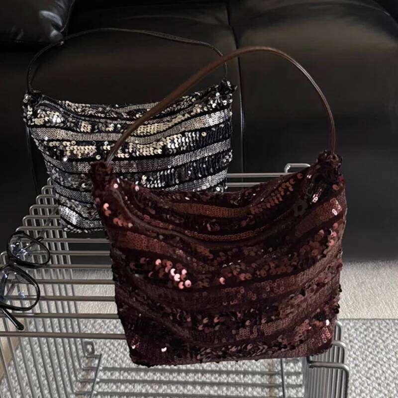 Sequined Veet Patchwork Women's Fashionable and High-quality Handbag Single Shoulder Crossbody Bag