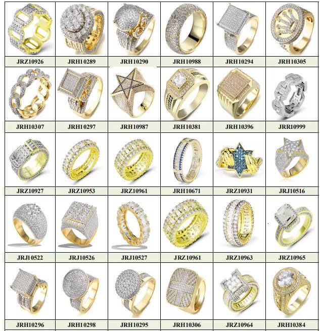 Jasen 925 Sterling Silver Hip Hop Moissanite Diamond Ring