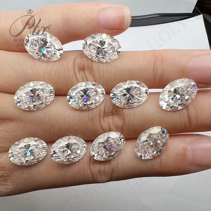Real Oval Loose Moissanite Stone 0.1ct to 10ct D Color VVS1 100% Pass Diamond Tester Moissanite Gemstone Beads for DIY Jewelry Making with GRA Certifi