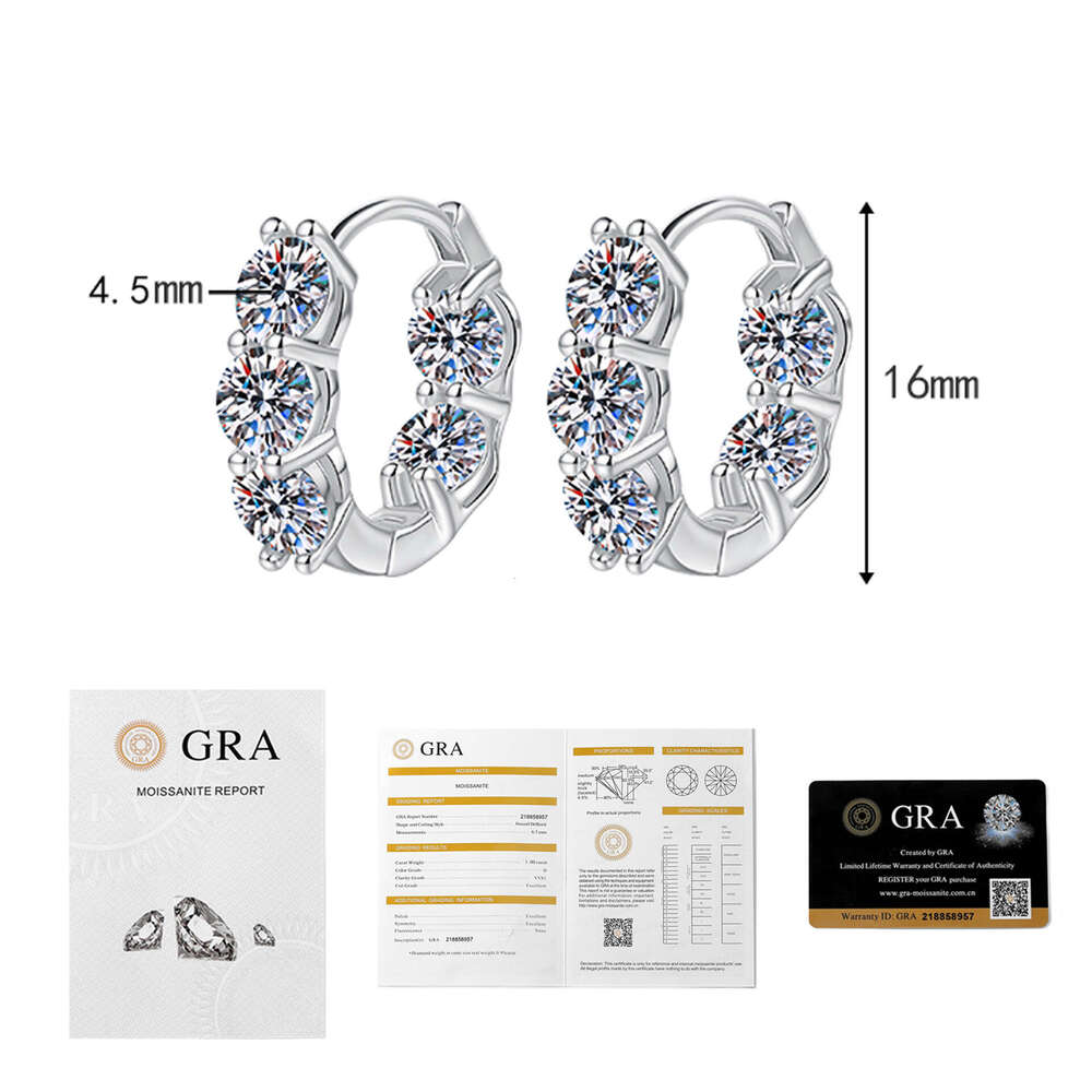Hot Selling 4 Carat S Sterling Sier Buckle Female Temperament french Earrings Moissanite Ear Studs 34f