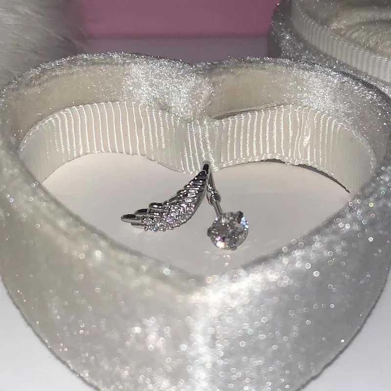 Fashion Zircon Wing Ear Bone Nail for Women Luxury Silver Color Metal Shiny Crystal Temperament Earrings Wedding Jewelry Gifts XJ250718