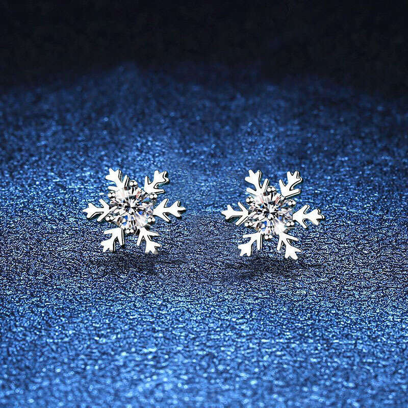 S Pure Sier Snowflake Moissanite Personality Earrings Internet Celebrity Hot Sale ce8