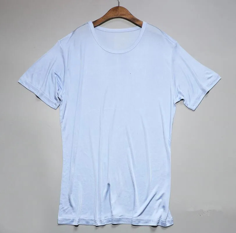 Mens Spring Summer Thin 100% Natural Silk T-shirt Male Elastic Casual Breathable Summer Silk Shirt Tops TB1167 250715