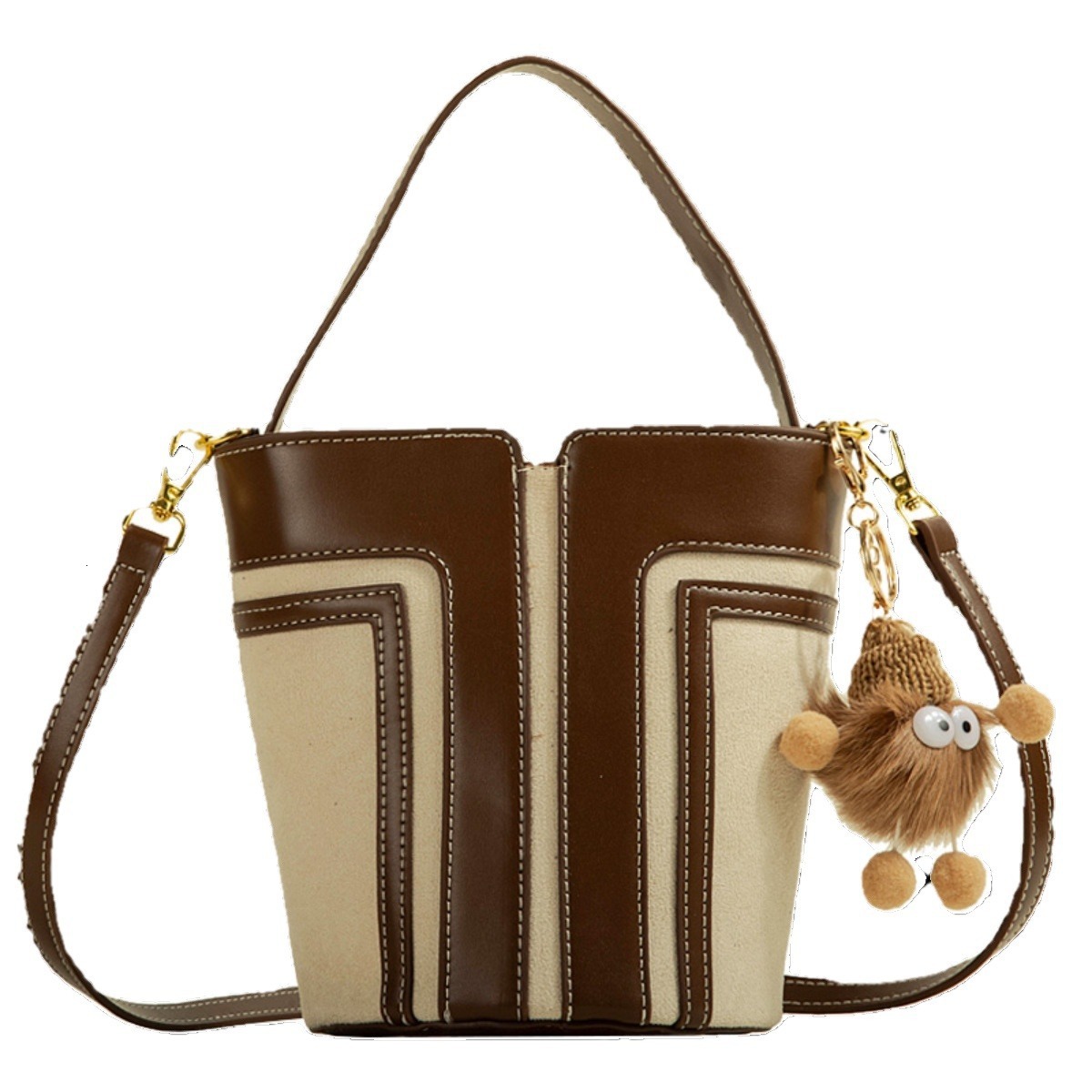 Original Frosted Women's Handbag Free Shipping Designer Luxury Trendy Bucket Bag Large Capacity New Retro Color Block Shoulder Crossbody Bag Casu