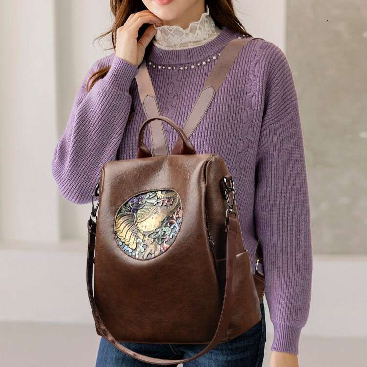 Soft Leather Women 2025 New Casual Large Capacity Backpack Shoulder fashion Student Travel Bag