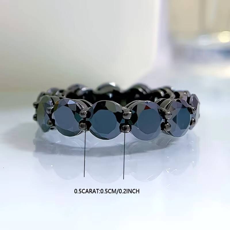 Custom Senior Jewelry White Gold Plated 925 Sterling Silver Moissanite Diamond Eternity Engagement Ring