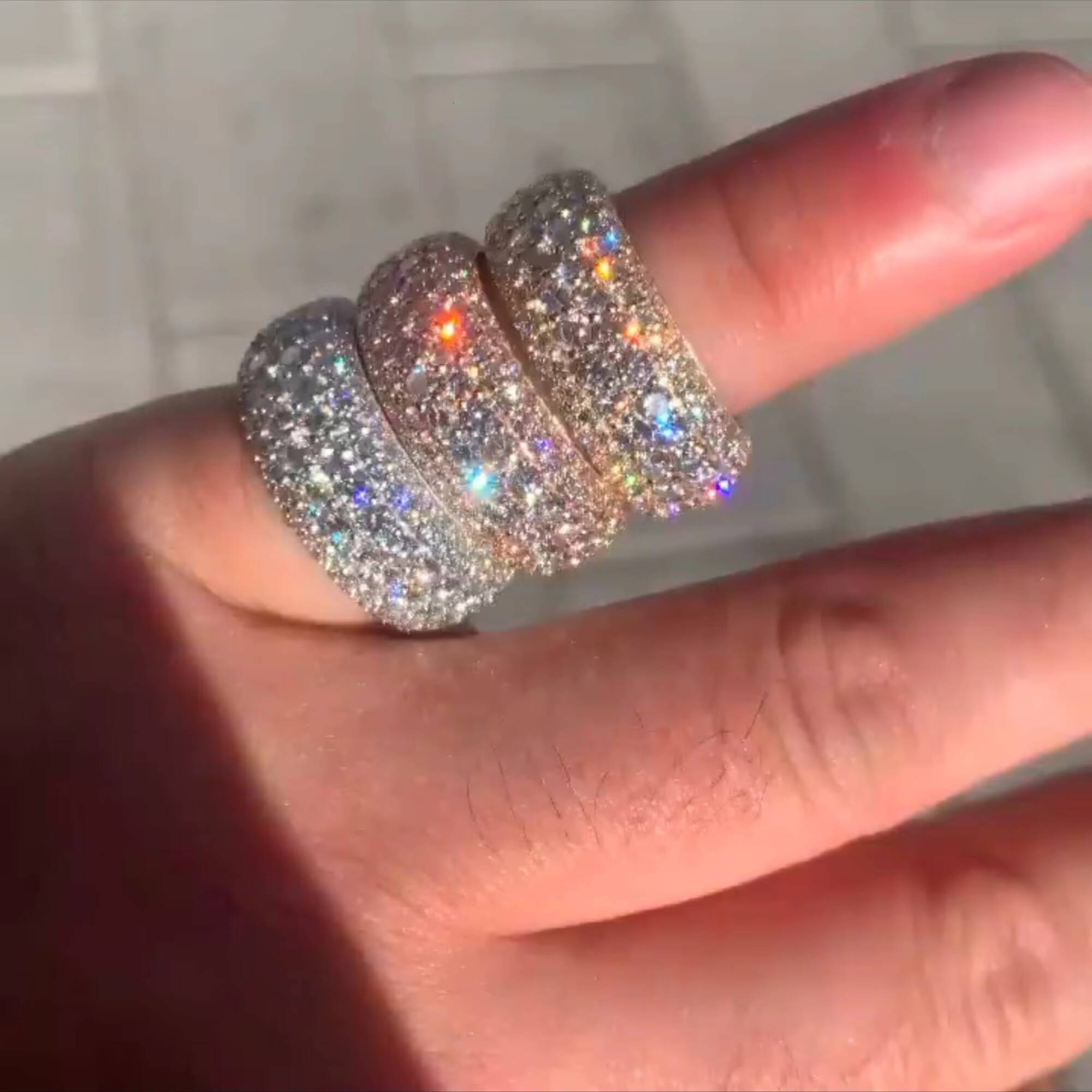 Shining Jewelry 925 Sterling Round Cut Ring Custom Hip Hop Rapper Vvs Iced Out Men Moissanite Ring