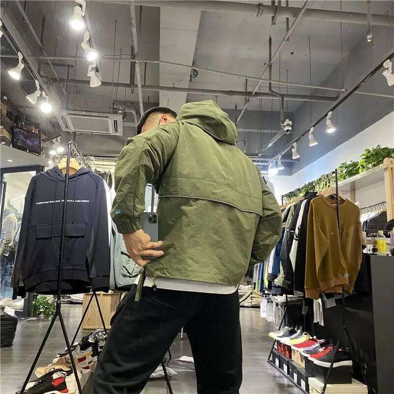 American Vintage Zipper Hoodie Sweatshirt Pockets Long Sleeve Hooded Pullover Loose Streetwear Outerwear Brand New